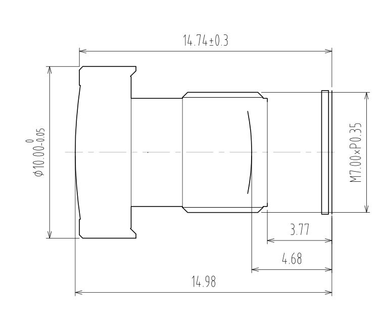 Dibujo de lente M7 de 2,9 mm