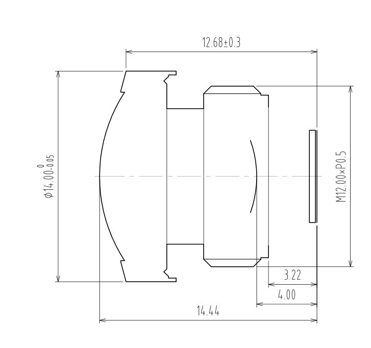 Dibujo de lente gran angular M12