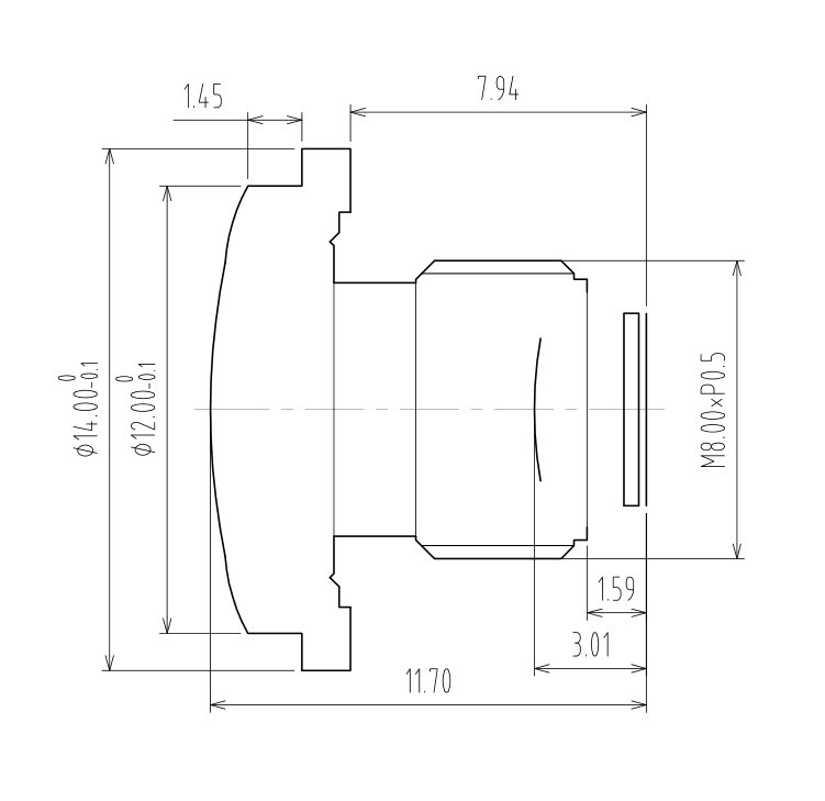 diagrama de lentes gran angular m8