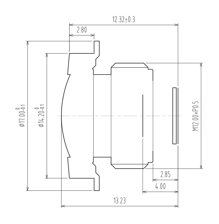 Dibujo de lentes de 2,5 mm