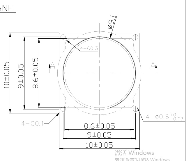 dibujo del soporte de la lente m9