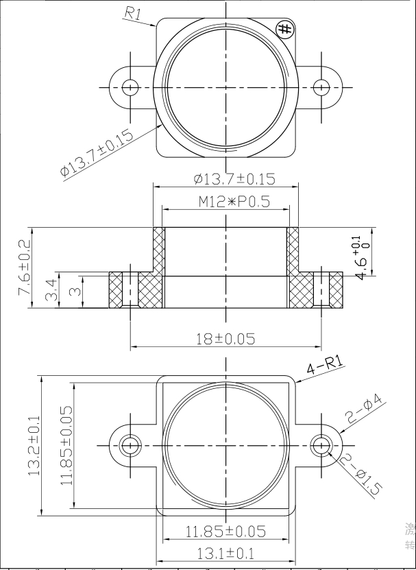 Disposición del soporte de lente M12