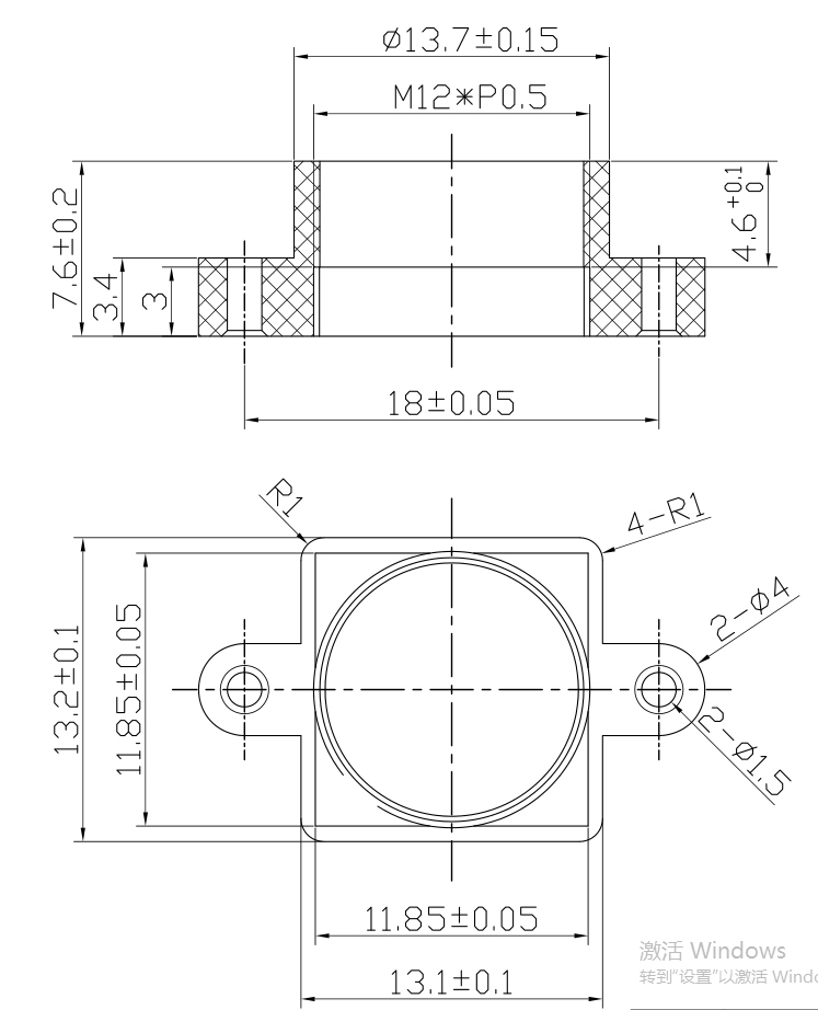 Disposición del soporte de lente M12