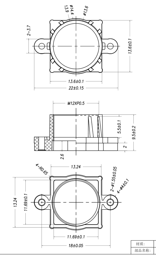 Dibujo del soporte de lente M12