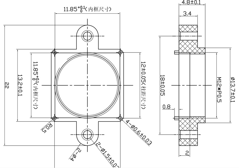 Disposición del soporte de lente M12