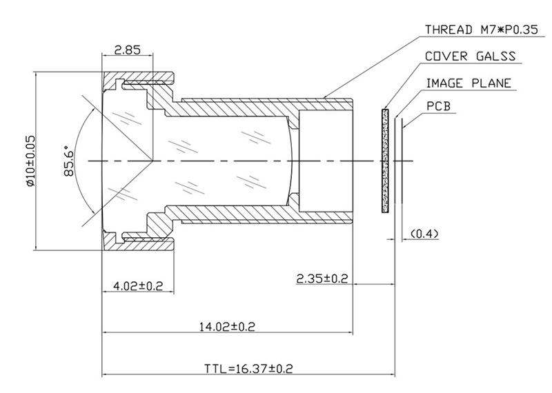 Dibujo de lente M7 de 3,2 mm