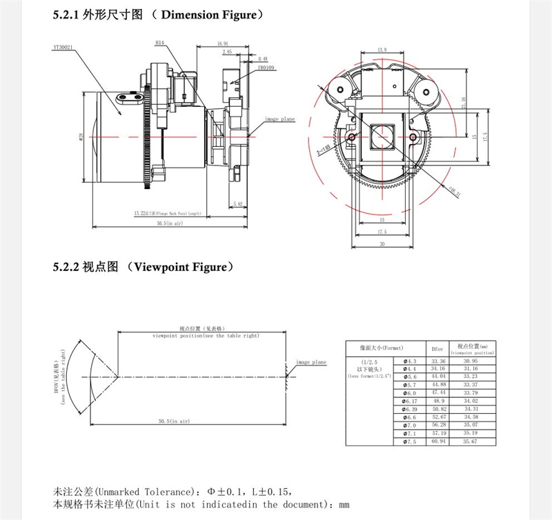 diagrama de lente varifocal motorizada cctv